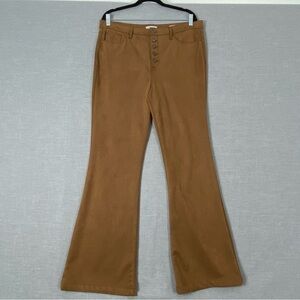 Sofia Jeans Melisa Flare Pants Womens 16 Brown Button Fly Soft Suede Feel